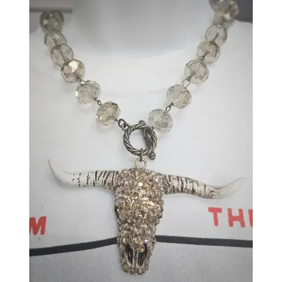 Bull Skull Necklace - western beaded necklace - Picture 1 of 2